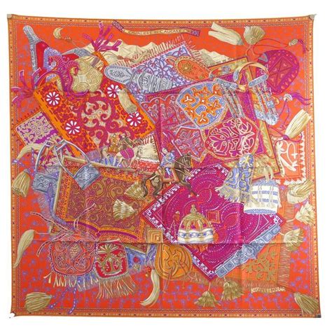 HERMES Silk Cavaliers du Caucase Scarf 90.